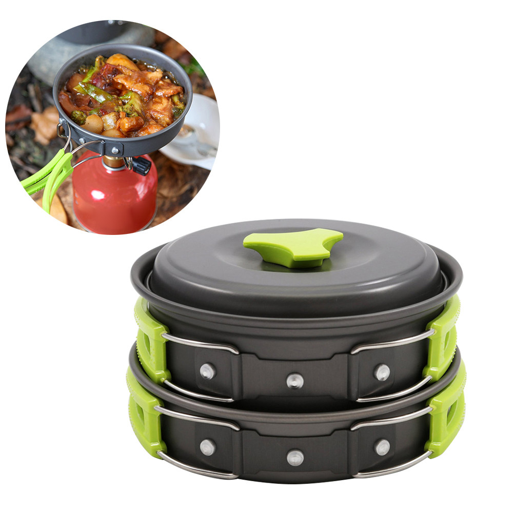 Camping Lightweight Cooking Pot - 10피스 경량 캠핑 조리기구 세트 1-2인용