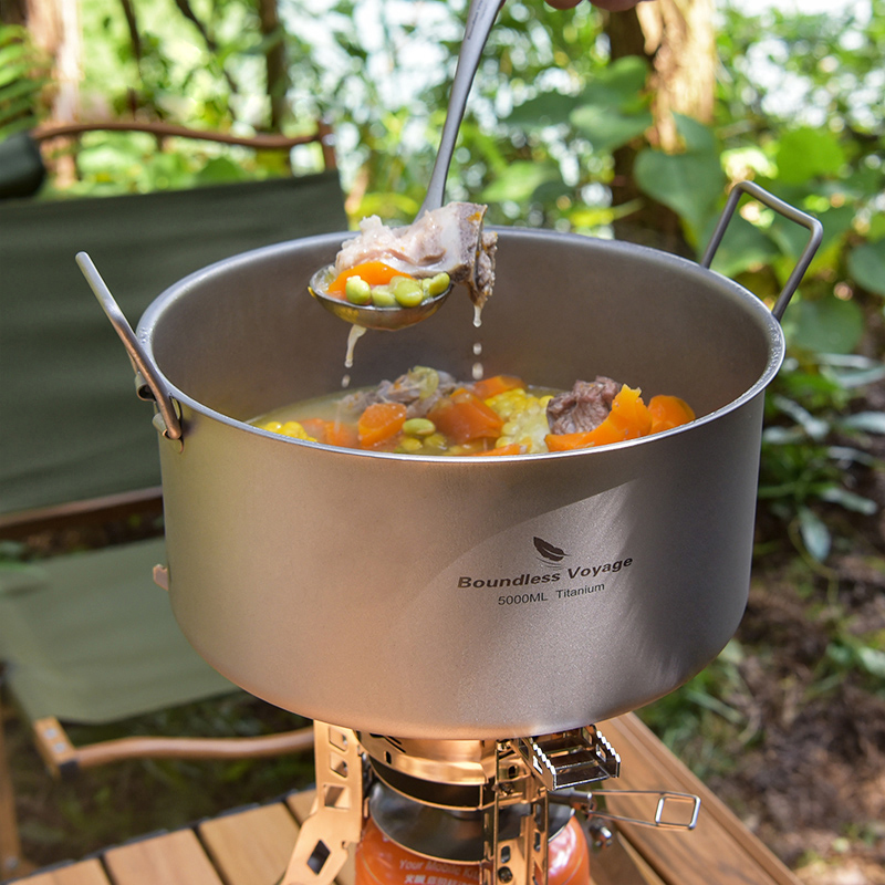 Camping Cooking Gear - Boundless Voyage 티타늄 냄비, 휴대용 대용량
