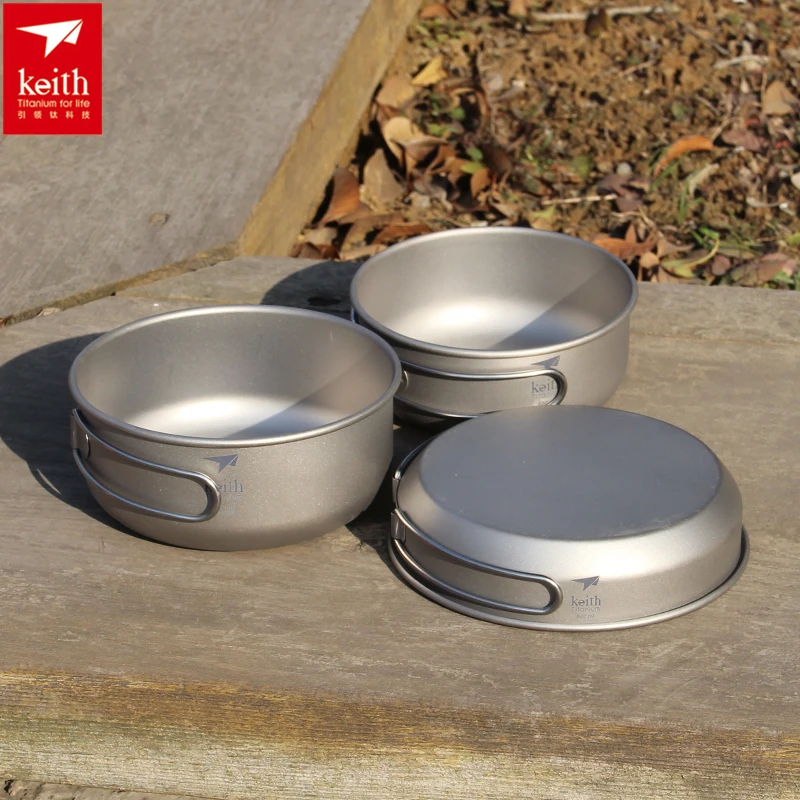 Camping Cooking Set Stainless Steel - Keith 티타늄 조리기구 팬 그릇 세트,