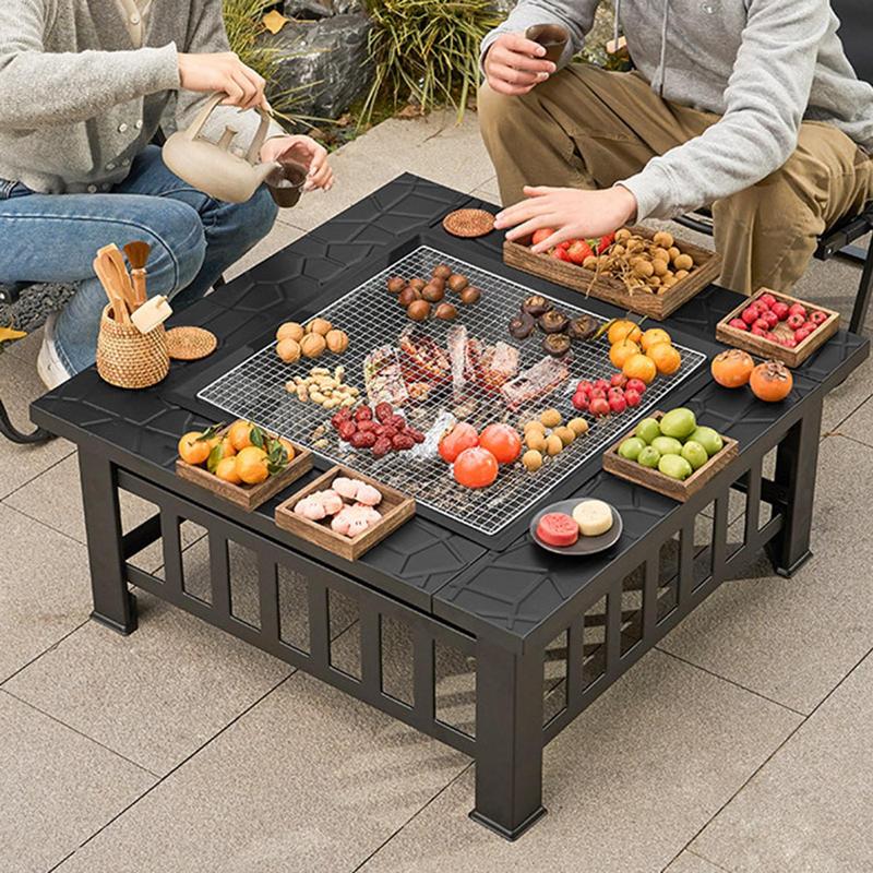 Camping Cooking Wood Stove - 캠핑 장작 스토브 사각 화덕, 바베큐