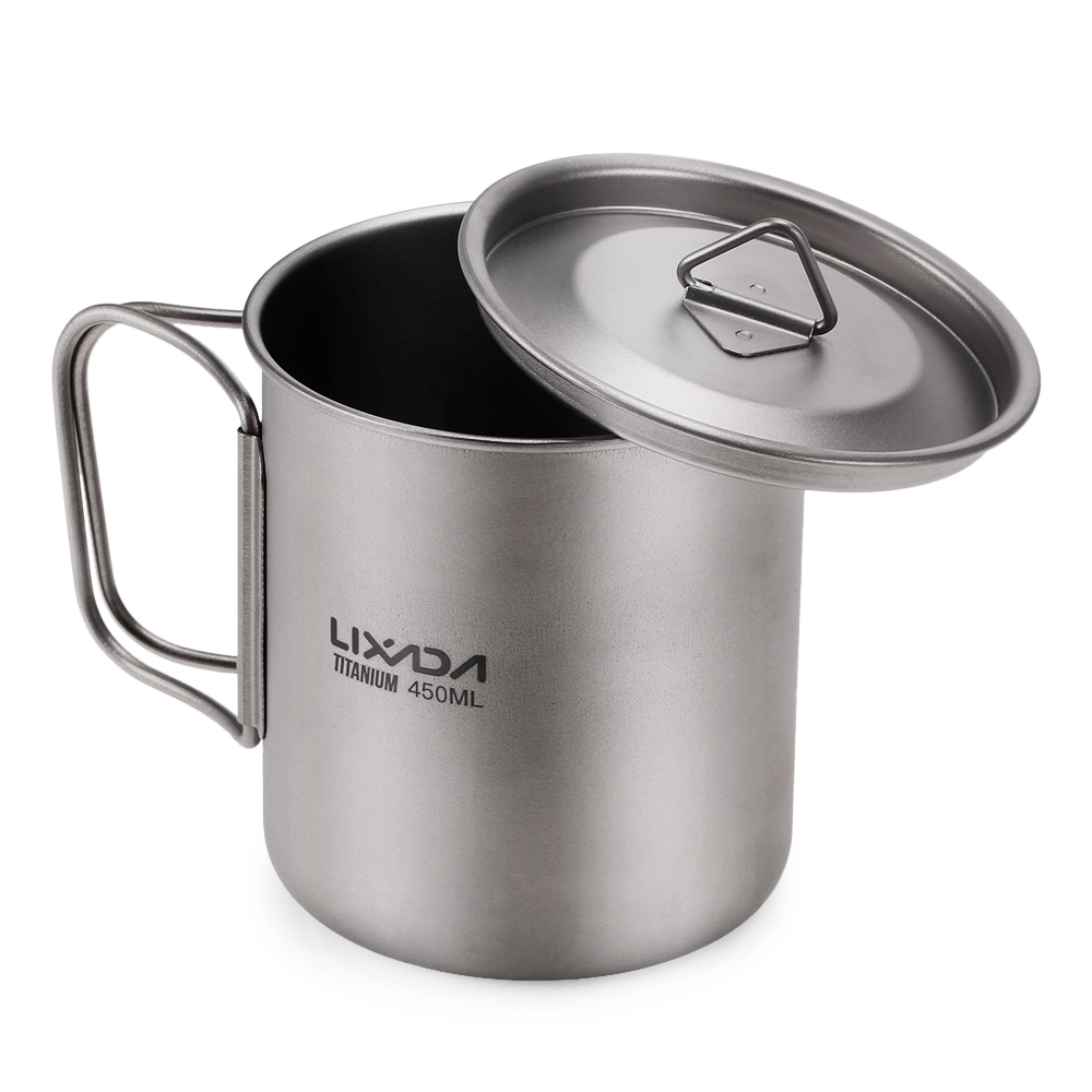 Camping Cooking Mug - Lixada 접이식 손잡이가 있는 초경량 티타늄