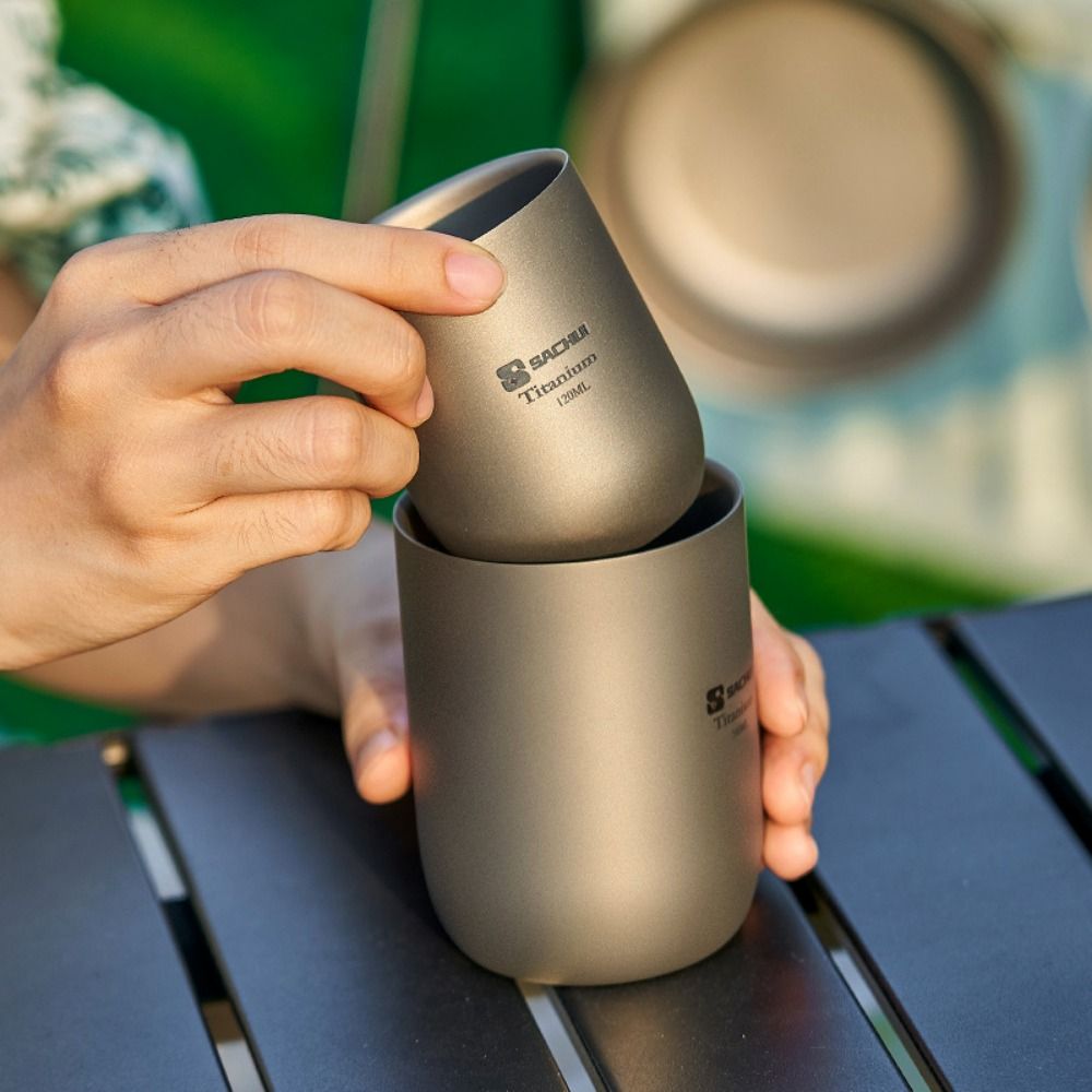 Camping Cooking Mug - 고품질 경량 캠핑용 티타늄 티컵 휴대용