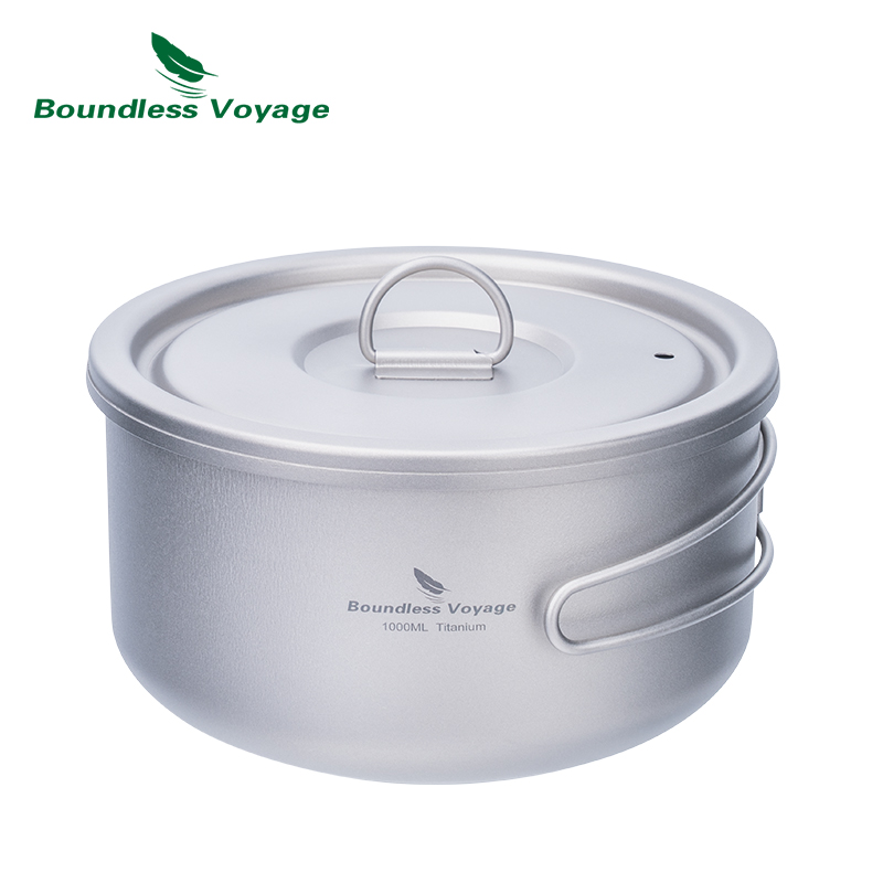 Camping Cooking Gear - Boundless Voyage 티타늄 캠핑 냄비, 뚜껑이
