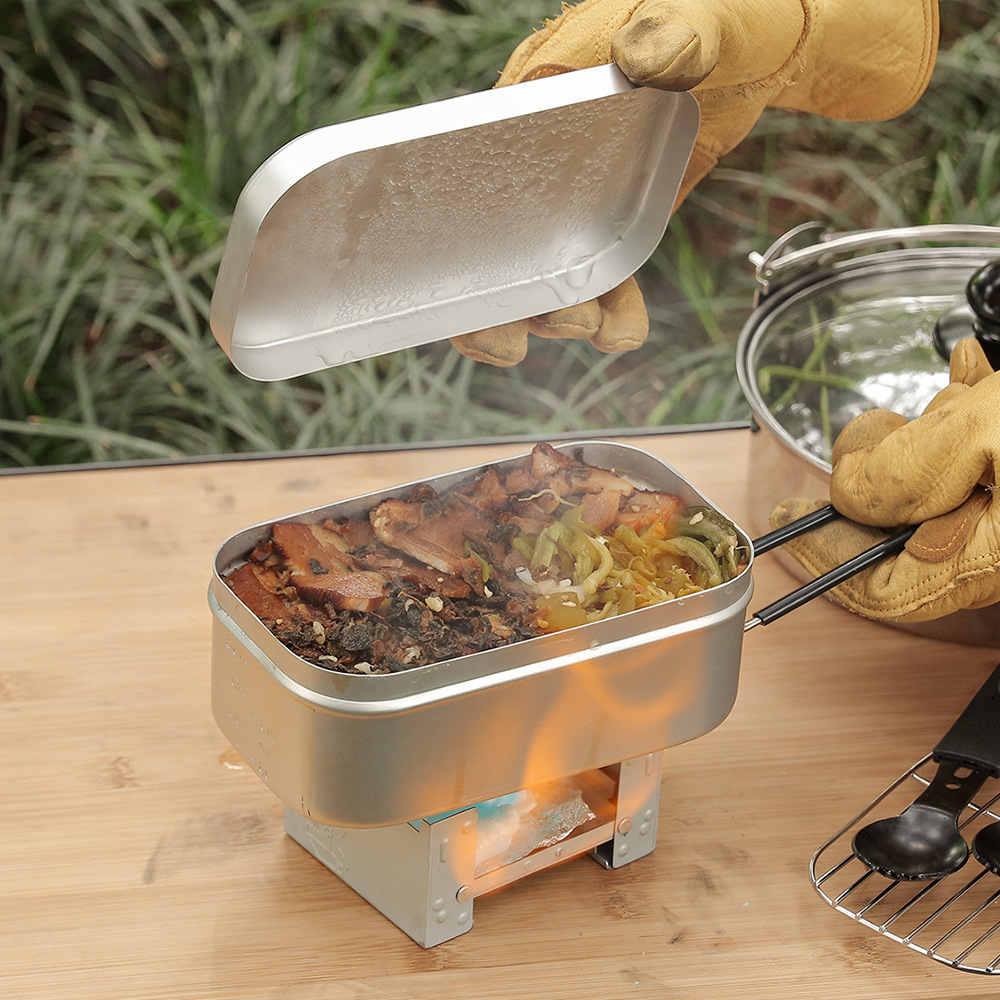 Camping Cooking Box Set - 야외용 알루미늄 메스 키트, 스팀 랙