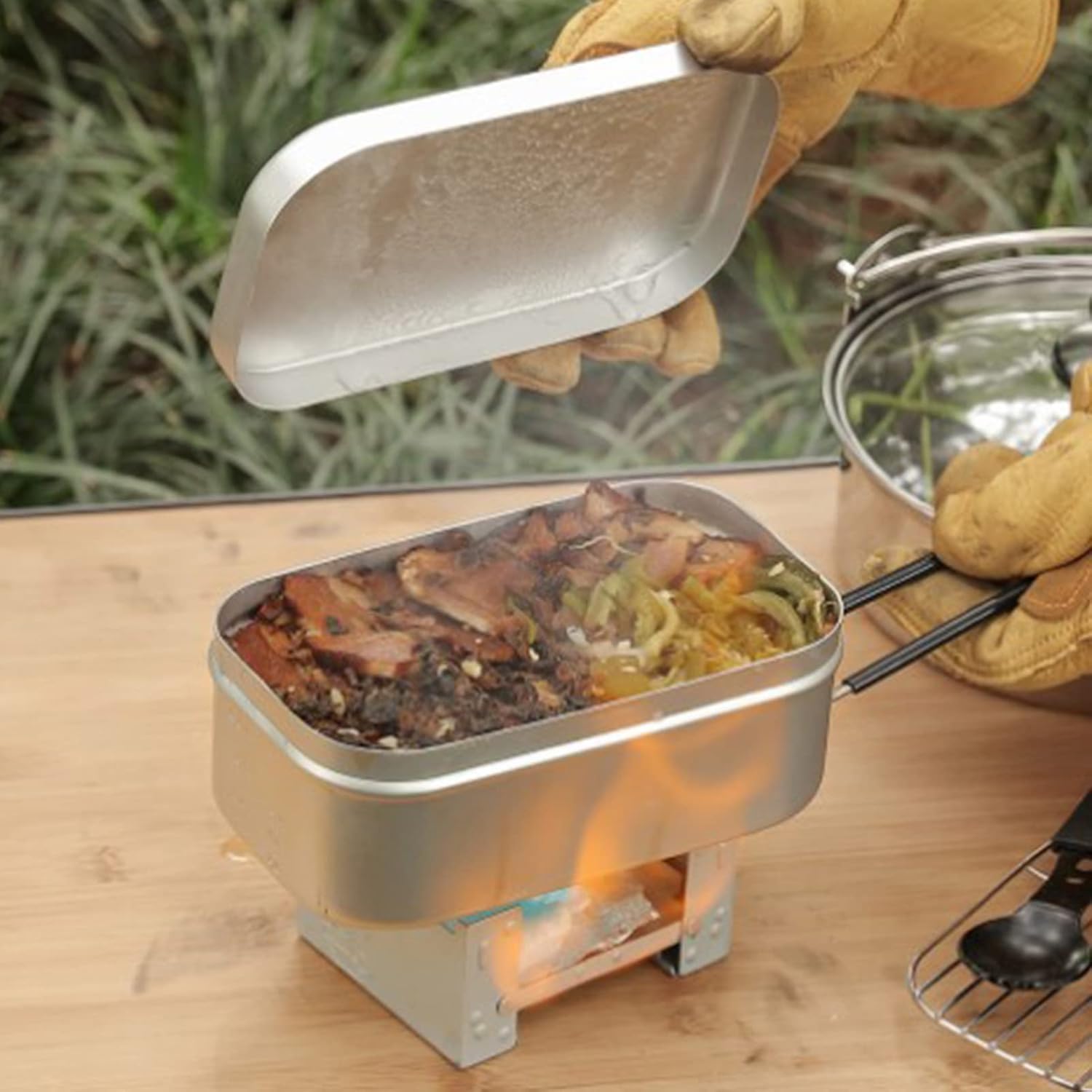Camping Cooking Pot - 접이식 도시락 상자 손잡이, 성인용 도시락