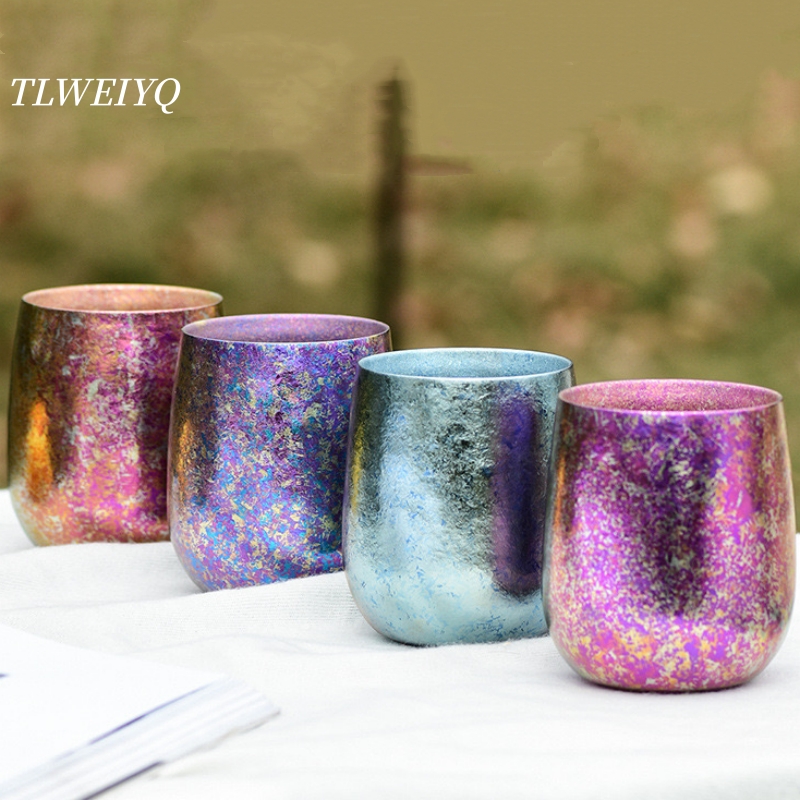 Camping Cooking Pot - 순수 티타늄 냉음료 머그컵, 타원형 240ml
