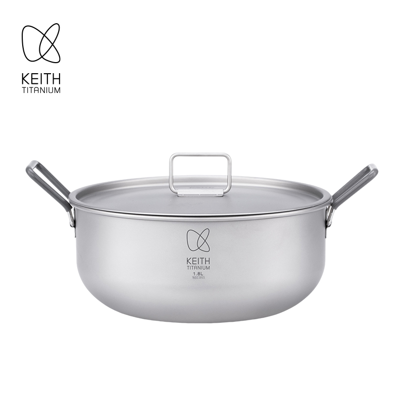 Camping Cooking Pot - KEITH 1.8L 순수 티타늄 요리 냄비