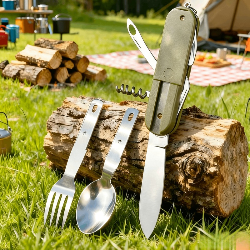 스테인리스 스틸 7 in 1 캠핑 식기 세트 접이식 다 - Camping Cooking Set Stainless Steel 리뷰 및 가격