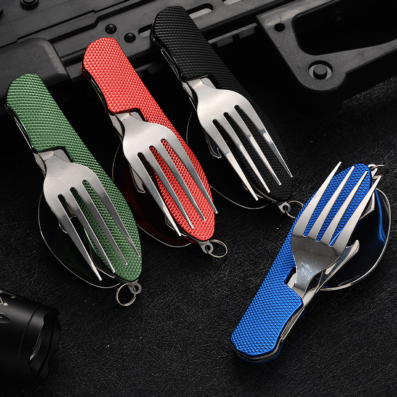 4 in1 접이식 캠핑 식기 세트 다기능 나이프 포크  - Camping Cooking Set Stainless Steel 리뷰 및 가격