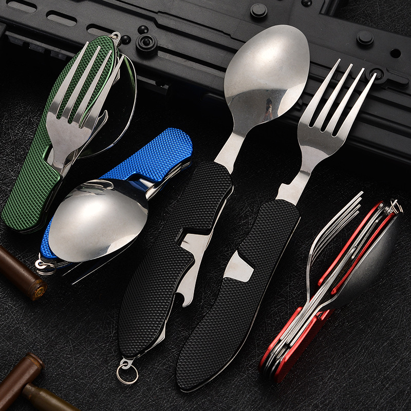 4 in1 접이식 캠핑 식기 세트 다기능 나이프 포크  - Camping Cooking Set Stainless Steel 리뷰 및 가격