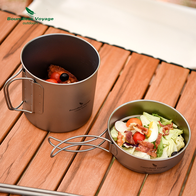 순수 티타늄 접이식 손잡이 냄비 세트, 초경량 휴대용, - Camping Lightweight Cooking Pot 리뷰 및 가격