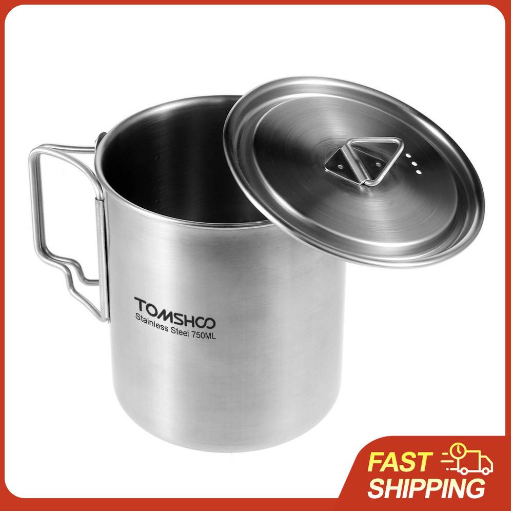 TOMSHOO 750ml 스테인레스 스틸 냄비 뚜껑과  - Camping Cooking Mug 리뷰 및 가격
