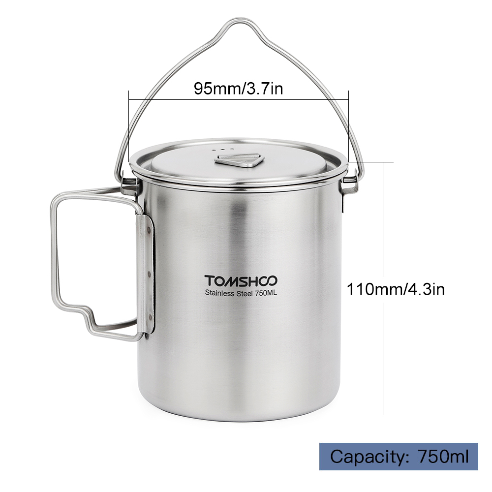 TOMSHOO 750ml 스테인레스 스틸 냄비 뚜껑과  - Camping Cooking Mug 리뷰 및 가격