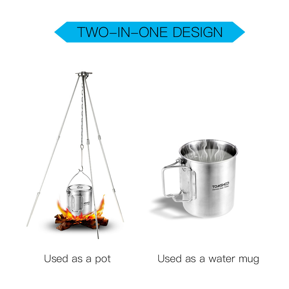 TOMSHOO 750ml 스테인레스 스틸 냄비 뚜껑과  - Camping Cooking Mug 리뷰 및 가격