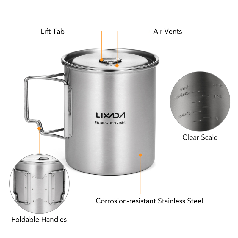 Lixada 야외 스테인레스 스틸 물컵 머그잔, 접이식 - Camping Cooking Mug 리뷰 및 가격
