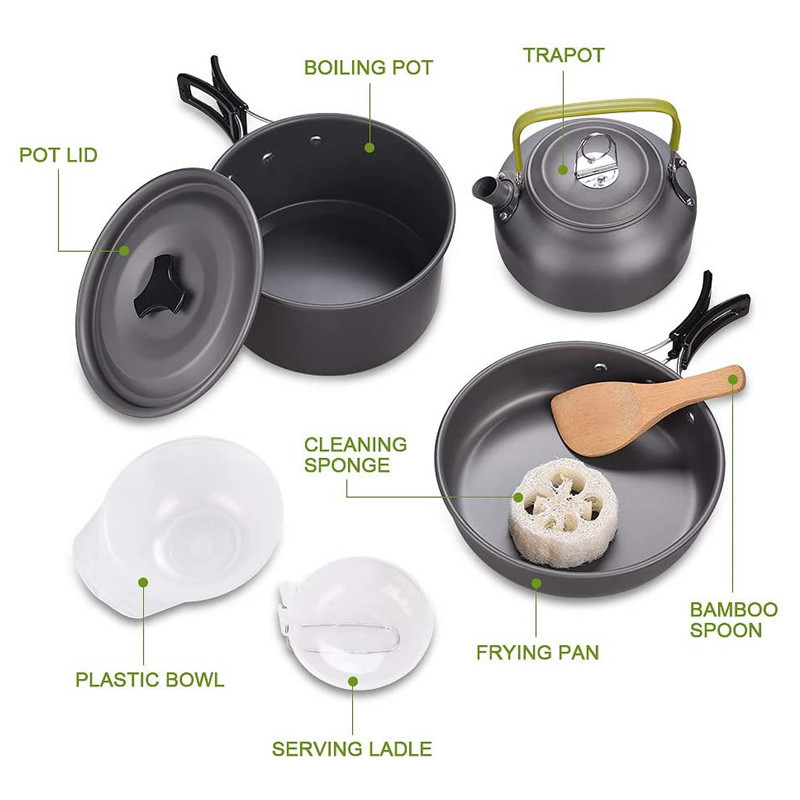 야외 캠핑 조리기구 키트 알루미늄 요리 냄비 세트 물  - Camping Cooking Box Set 리뷰 및 가격